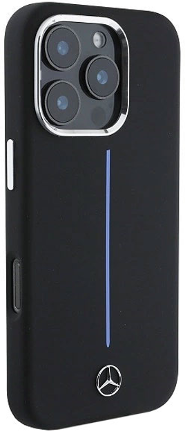 Панель Mercedes-Benz Silicone Blue Stripe MagSafe для iPhone 16 PRO Black (MEHMP16L23SUMBK) - зображення 5