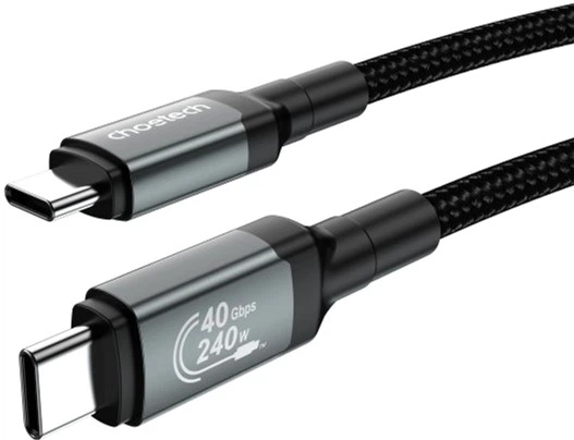Kabel Choetech USB4.Gen 3, 40 Gbps, 240W, C-męski/C-męski, 1.2 m (XCC-1040) - obraz 2