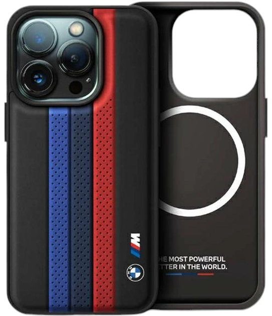 Etui CG Mobile BMW Tricolor Printed Stripes MagSafe do Apple iPhone 16 Pro Black (BMHCP16XGSPCCK) - obraz 1