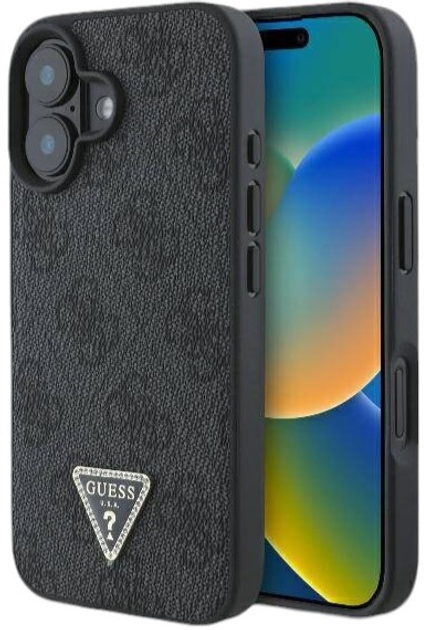 Панель Guess Hardcase Leather 4G Triangle Strass для Apple iPhone 16 Plus Black (GUHCP16MP4TDPK) - зображення 1