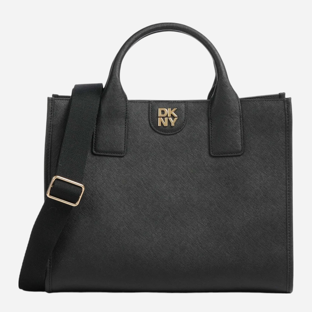 Сумка-шоппер жіноча з натуральної шкіри DKNY Carol Md Tote R43AKQ11 Чорна (755403204011) - зображення 1