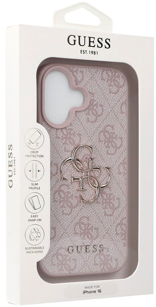 Etui Guess Hardcase 4G Big Logo do Apple iPhone 16 Pink (GUHCP16S4GMGPI) - obraz 5