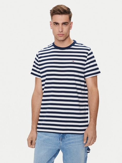 Koszulka męska bawełniana w paski Tommy Hilfiger DM0DM20420-C1G 2XL Niebieska (8720637000458) - obraz 1