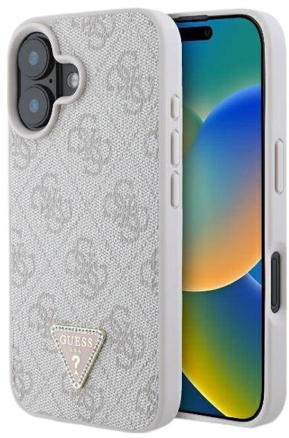 Etui Guess Hardcase Leather 4G Triangle Strass do Apple iPhone 16 Brown (GUHCP16SP4TDPW) - obraz 1