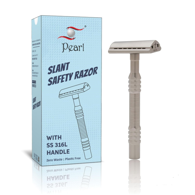 Бритва для гоління Т-подібна Pearl L-65 Semi Slant Stainless Steel - изображение 5