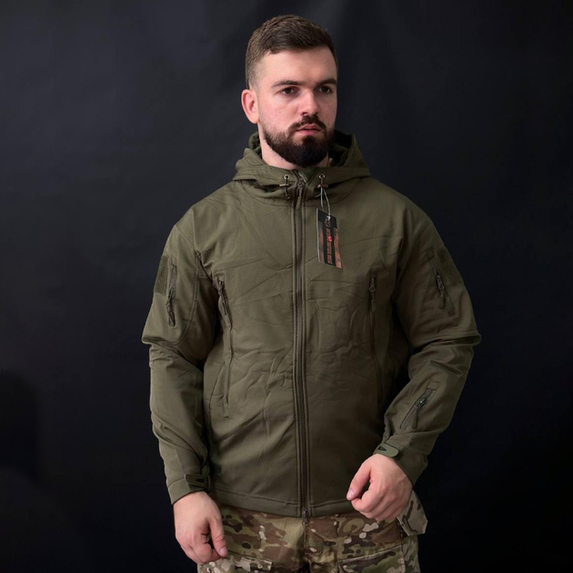 Тактична демісезонна Куртка Softshell олива розмір XL - зображення 1