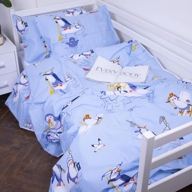 Акція на Підковдра MirSon полуторна 143x210 см Kids Time 17-0619 Funny penguins на змійці бязь від Rozetka