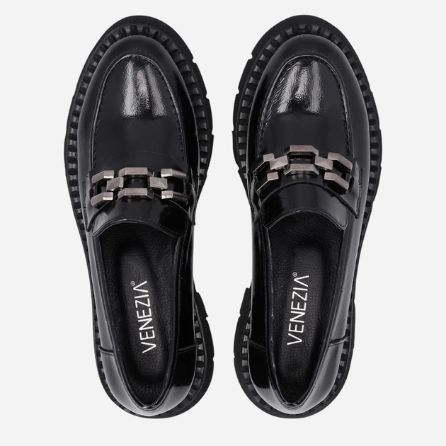 Жіночі лофери зі шкіри VENEZIA R041PABLOBM047 39 25 см Чорні (5906140604038) - зображення 5