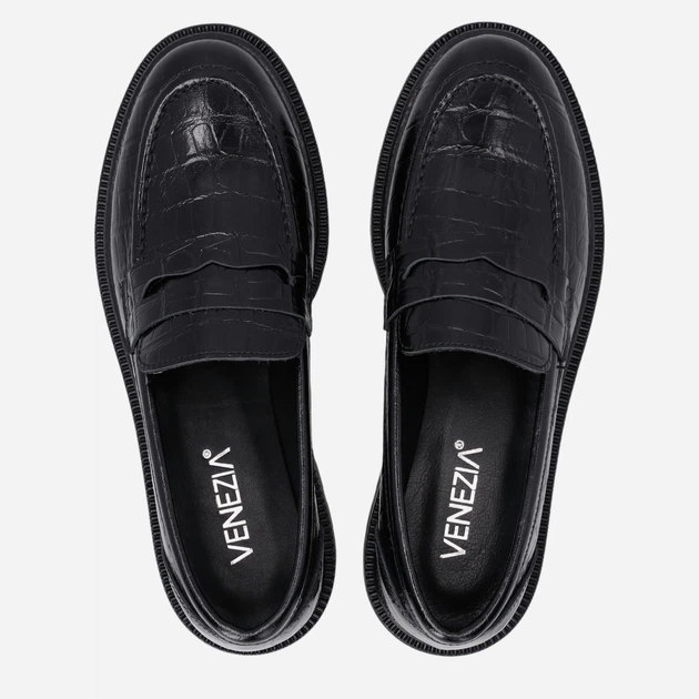Жіночі лофери зі шкіри VENEZIA L046CRBLOBM034 39 25 см Чорні (5906140534946) - зображення 5