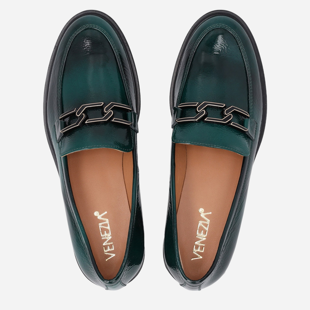 Loafersy damskie lakierowane VENEZIA E011PAGROBM061 38 24.5 cm Ciemnozielone (5906140555941) - obraz 5
