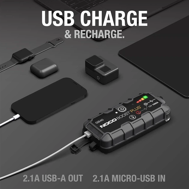 Автомобільний пусковий пристрій NOCO GB40 Boost 1000A UltraSafe для бензинових та дизельних двигунів 12В до 6 літрів - зображення 4