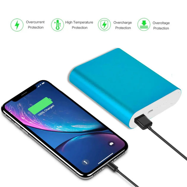 Повербанк 10400 mah портативный аккумулятор Power Bank синий - Фото 2 Повербанк 10400 mah портативный аккумулятор Power Bank синий - изображение 2