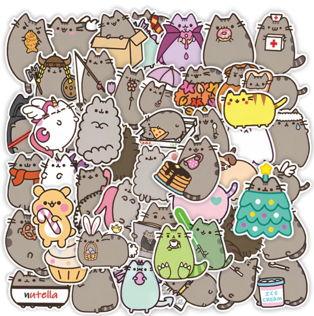 Набір наклейок кіт Пушин Pusheen 50 штук стікербомбінг для телефону, ноутбука, планшета, скейтборду, самокату, велосипеда. (II) 33019 - Фото 1 Набір наклейок кіт Пушин Pusheen 50 штук стікербомбінг для телефону, ноутбука, планшета, скейтборду, самокату, велосипеда. (II) 33019 - зображення 1