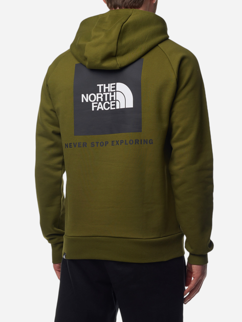 Bluza męska z kapturem z nadrukiem The North Face Raglan Redbox NF0A2ZWUPIB S Oliwkowa (196575387636) - obraz 2