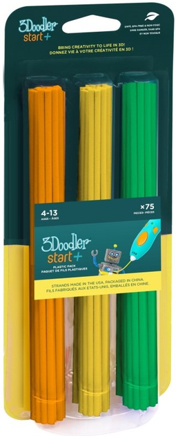 Filament do 3D dlugopisu 3Doodler 2.5 mm 75 szt. 3DS-ECO-MIX2-75 Orange/Yellow/Green (817005023879) - obraz 1