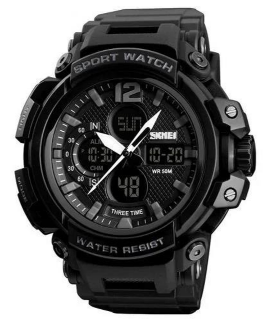 Наручные мужские часы Skmei 1343BK с подсветкой 5 АТМ Black (7_01094) - изображение 2