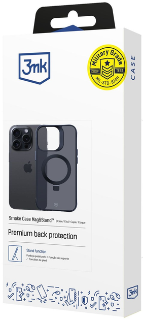 Панель 3mk Smoke Case Mag&Stand для Apple iPhone 16 Pro Black (5903108597241) - зображення 3