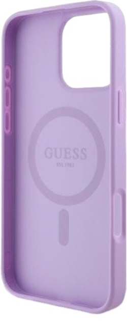 Etui Guess Hardcase Saffiano Peony Classic Logo MagSafe do Apple iPhone 16 Pro Purple (GUHMP16LPSAPSMEU) - obraz 6