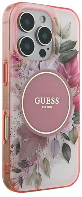Панель Guess Hardcase IML Flower & Tonal Circle MagSafe для Apple iPhone 16 Pro Max Pink (GUHMP16XHFWBDCEP) - зображення 4