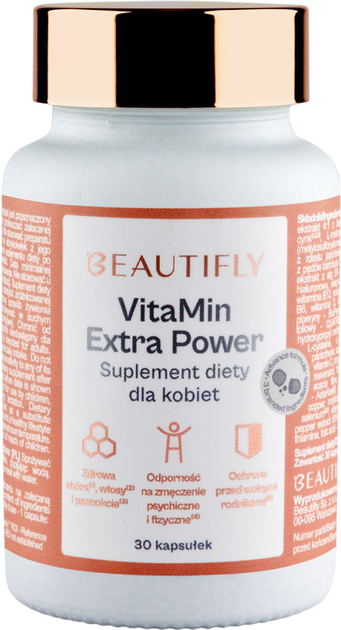 Suplement diety Beautyfly VitaMin Extra Power dla kobiet 30 kapsułek (5903003701156) - obraz 1