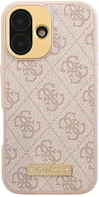 Панель Guess Hardcase 4G Logo Plate MagSafe для Apple iPhone 16 Plus Pink (GUHMP16MU4GPRP) - зображення 1