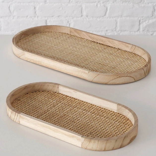 Таці декоративні Boltze Ceres з ротангового плетіння 2 шт (4066076199341) - зображення 4