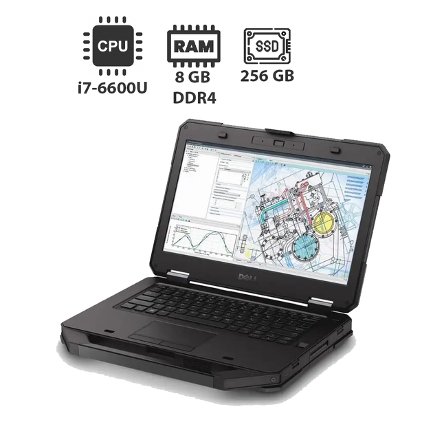 Защищенный ноутбук Dell Latitude 5414 Rugged / 14" (1920x1080) IPS Touch / Intel Core i7-6600U (2 (4) ядра по 2.6 - 3.4 GHz) / 8 GB DDR4 / 256 GB SSD / Intel HD Graphics 520 / HDMI б/у - Фото 1 Защищенный ноутбук Dell Latitude 5414 Rugged / 14" (1920x1080) IPS Touch / Intel Core i7-6600U (2 (4) ядра по 2.6 - 3.4 GHz) / 8 GB DDR4 / 256 GB SSD / Intel HD Graphics 520 / HDMI б/у - изображение 1