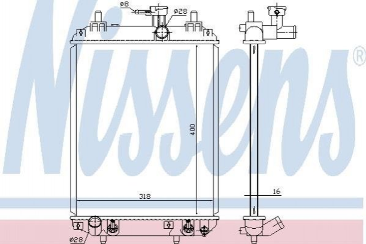 Радиатор охлаждения двигателя NISSENS 617548 Daihatsu Sirion 16400B1010, 16400B1011, 16400B1020 - изображение 1