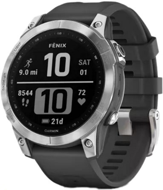 Спортивний годинник Garmin Fenix 7 47 mm Silver with Graphite Band (010-02540-01) - зображення 1