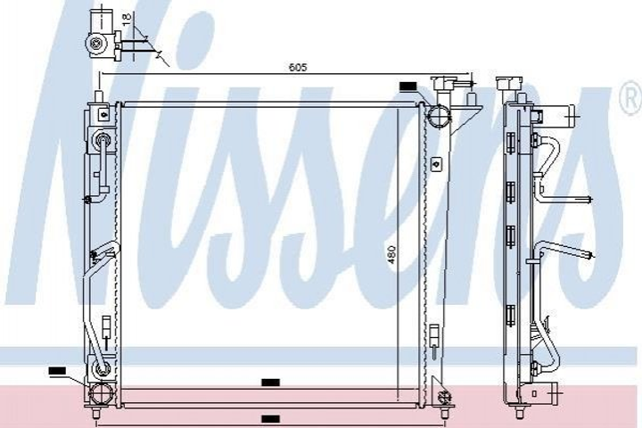 Радиатор охлаждения двигателя NISSENS 66763 KIA Carens 25310A4510, 25310A4520 - изображение 1