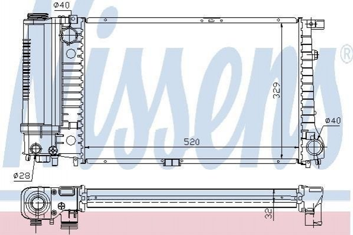 Радіатор охолодження двигуна NISSENS 60736A BMW 5 Series 17111712992, 17111719308, 17111723941 - зображення 1