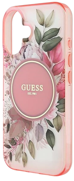 Etui Guess Hardcase IML Flower & Tonal Circle MagSafe do Apple iPhone 16 Plus Pink (GUHMP16MHFWBDCEP) - obraz 6