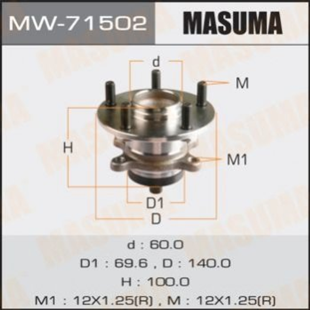 Подшипник ступицы MASUMA MW71502 Suzuki SX4 4340280J00 - изображение 1