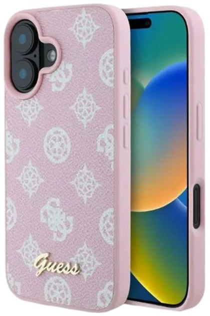 Панель Guess Hardcase Peony Script Logo MagSafe для Apple iPhone 16 Plus Pink (GUHMP16MPGPYSP) - зображення 1