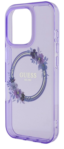 Etui Guess Hardcase IML Flowers Wreath MagSafe do Apple iPhone 16 Purple (GUHMP16SHFWFCU) - obraz 2