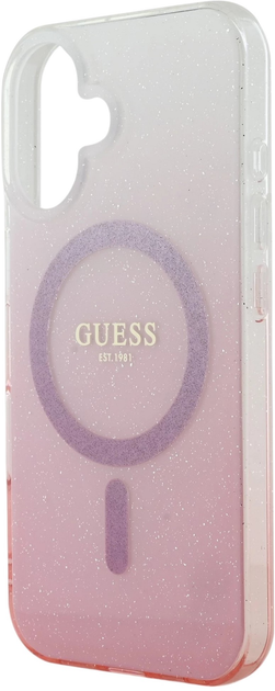 Etui Guess Hardcase IML Glitter Gradient MagSafe do Apple iPhone 16 Pink (GUHMP16SHGRCELP) - obraz 6