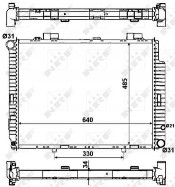 Радиатор охлаждения двигателя NRF 53784 Mercedes E-Class 2105005203, 2105006103, A2105006103 - изображение 1