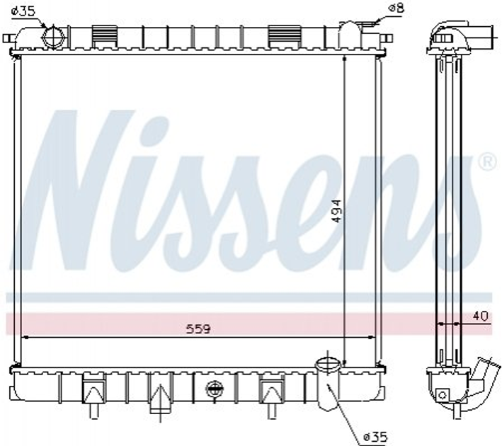 Радіатор охолодження двигуна NISSENS 64302 Land Rover Range Rover ERS2269, ESR2269, PCC106940 - зображення 1