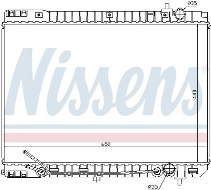 Радіатор охолодження двигуна NISSENS 66759 KIA Carnival 253104D300 - зображення 1