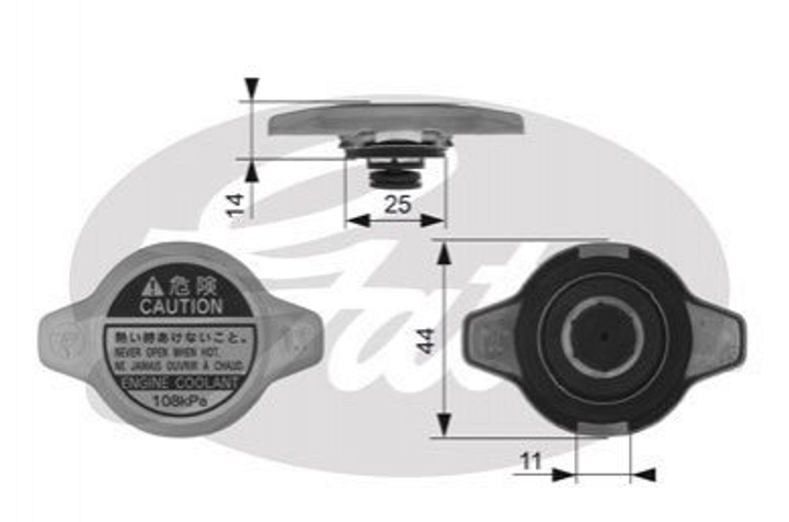 Пробка радиатора Gates RC134 Lexus ES, GS; Toyota Previa, Yaris, Camry; Honda City, Civic, Accord, CR-V, FR-V, Jazz, CR-Z; Suzuki Vitara, Liana; Mazda 5 LFB715205, 45137AE012, WL2115205 - изображение 1