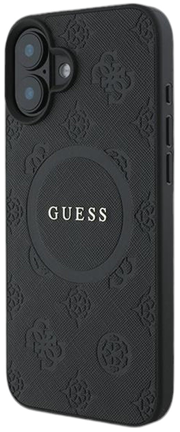 Etui Guess Hardcase Saffiano Peony Classic Logo MagSafe do Apple iPhone 16 Black (GUHMP16SPSAPSMEK) - obraz 2