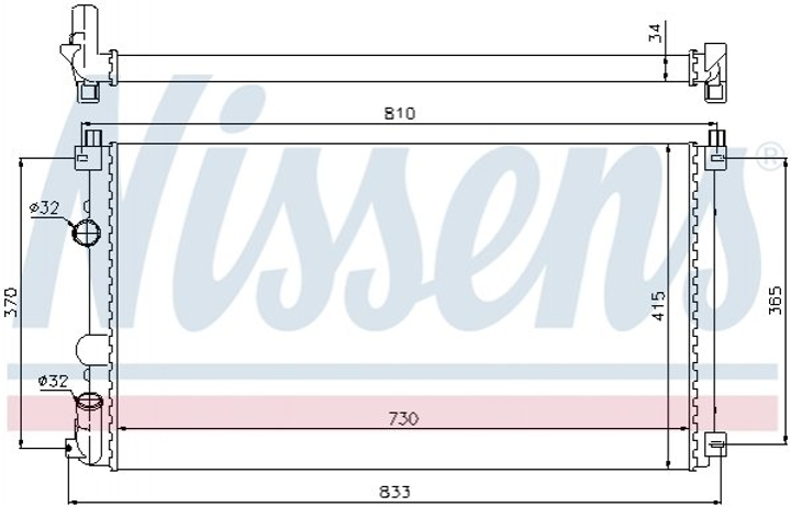 Радіатор охолодження двигуна NISSENS 63819 Opel Movano 4415064, 4415066, 4415068 - зображення 1