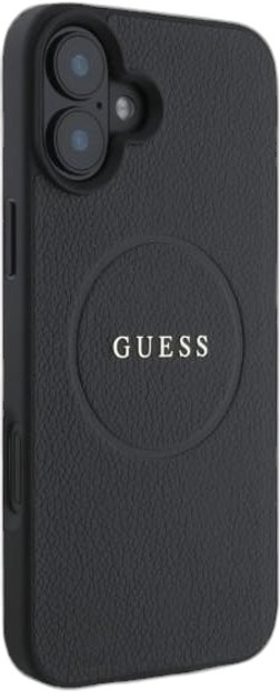 Панель Guess Hardcase Grained Gold Ring MagSafe для Apple iPhone 16 Black (GUHMP16SPGHSMMK) - зображення 4