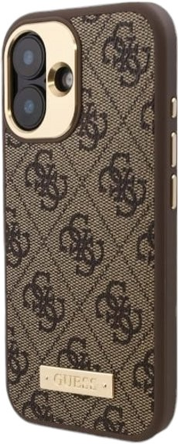 Etui Guess Hardcase 4G Logo Plate MagSafe do Apple iPhone 16 Brown (GUHMP16SU4GPRW) - obraz 2