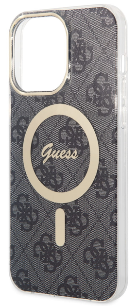 Etui Guess Hardcase IML 4G MagSafe do Apple iPhone 16 Black (GUHMP16SH4STK) - obraz 1