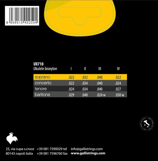 Струни для укулеле Gallistrings UX710 (.022-.040), Soprano, Bionylon - изображение 3
