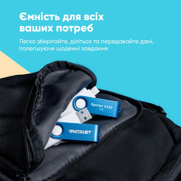 Флеш-накопичувач Patriot USB 3.2 Gen 1 Xporter X550 128GB Type-A+C (PS128GX550AAD) - Фото 6 Флеш-накопичувач Patriot USB 3.2 Gen 1 Xporter X550 128GB Type-A+C (PS128GX550AAD) - изображение 6