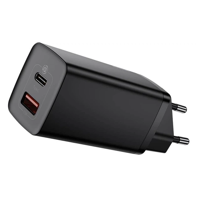 Мережевий зарядний пристрій адаптер BASEUS GaN2 Lite Quick Charger зі швидкою зарядкою |1USB/1Type-C, QC/PD, 5A, 65W| Чорний - Фото 1 Мережевий зарядний пристрій адаптер BASEUS GaN2 Lite Quick Charger зі швидкою зарядкою |1USB/1Type-C, QC/PD, 5A, 65W| Чорний - зображення 1