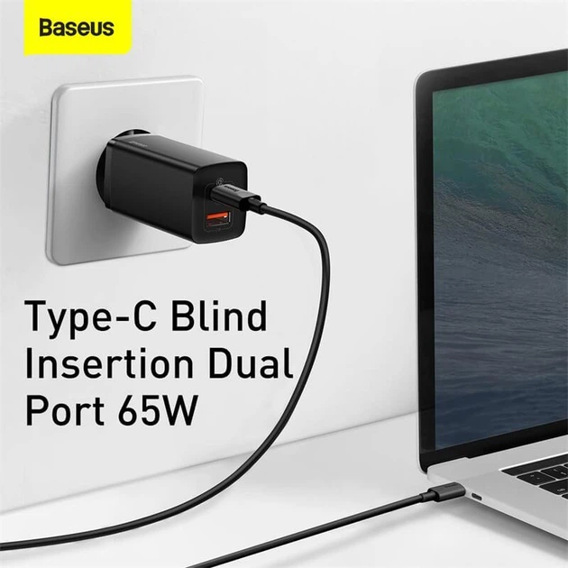 Мережевий зарядний пристрій адаптер BASEUS GaN2 Lite Quick Charger зі швидкою зарядкою |1USB/1Type-C, QC/PD, 5A, 65W| Чорний - Фото 8 Мережевий зарядний пристрій адаптер BASEUS GaN2 Lite Quick Charger зі швидкою зарядкою |1USB/1Type-C, QC/PD, 5A, 65W| Чорний - зображення 8