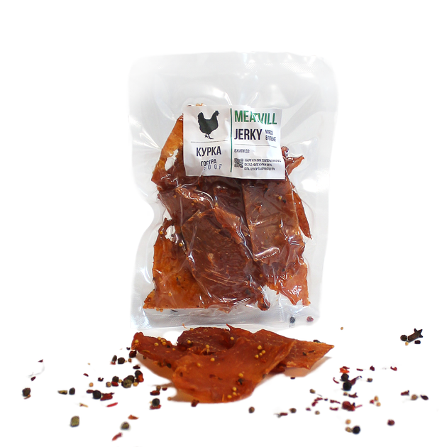 Джерки Meatvill курка гостра вакуум 100г - Фото 1 Джерки Meatvill курка гостра вакуум 100г - зображення 1